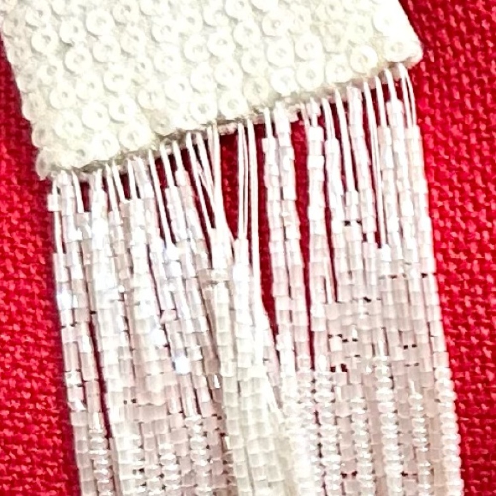 Per Se Black, White Sequined and Beaded Sash Belts Set with Fringe - Picture 9 of 13